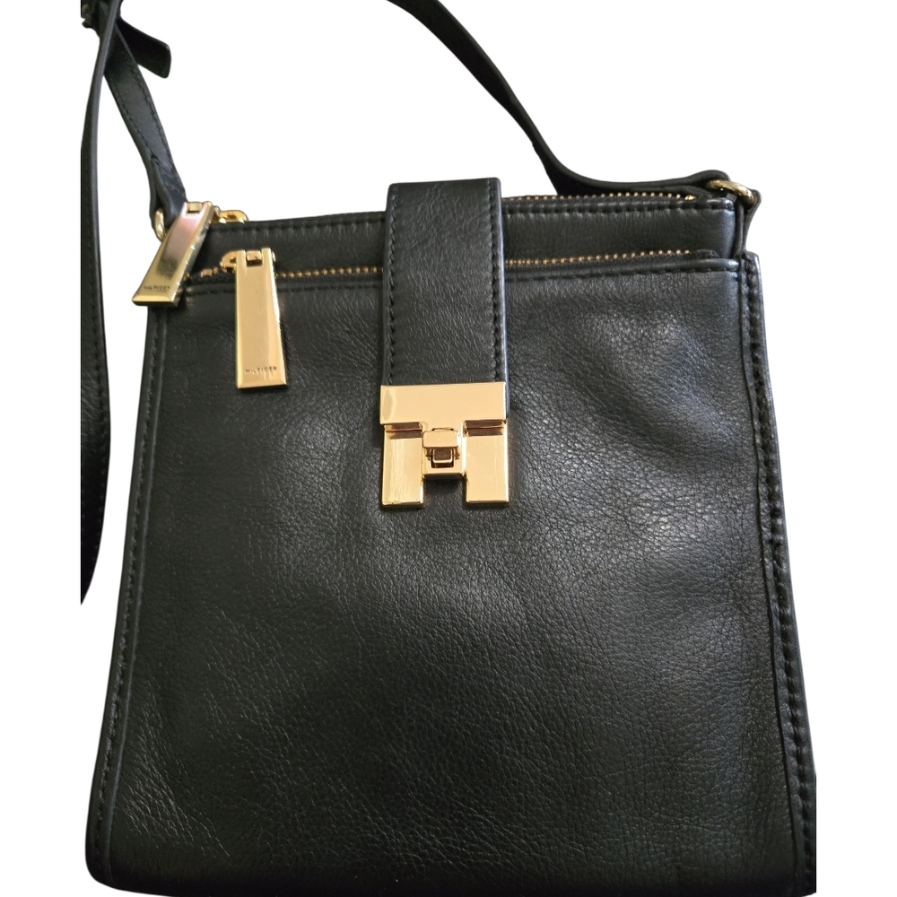 Tommy Hilfiger Black Crossbody Bag with Gold Accents